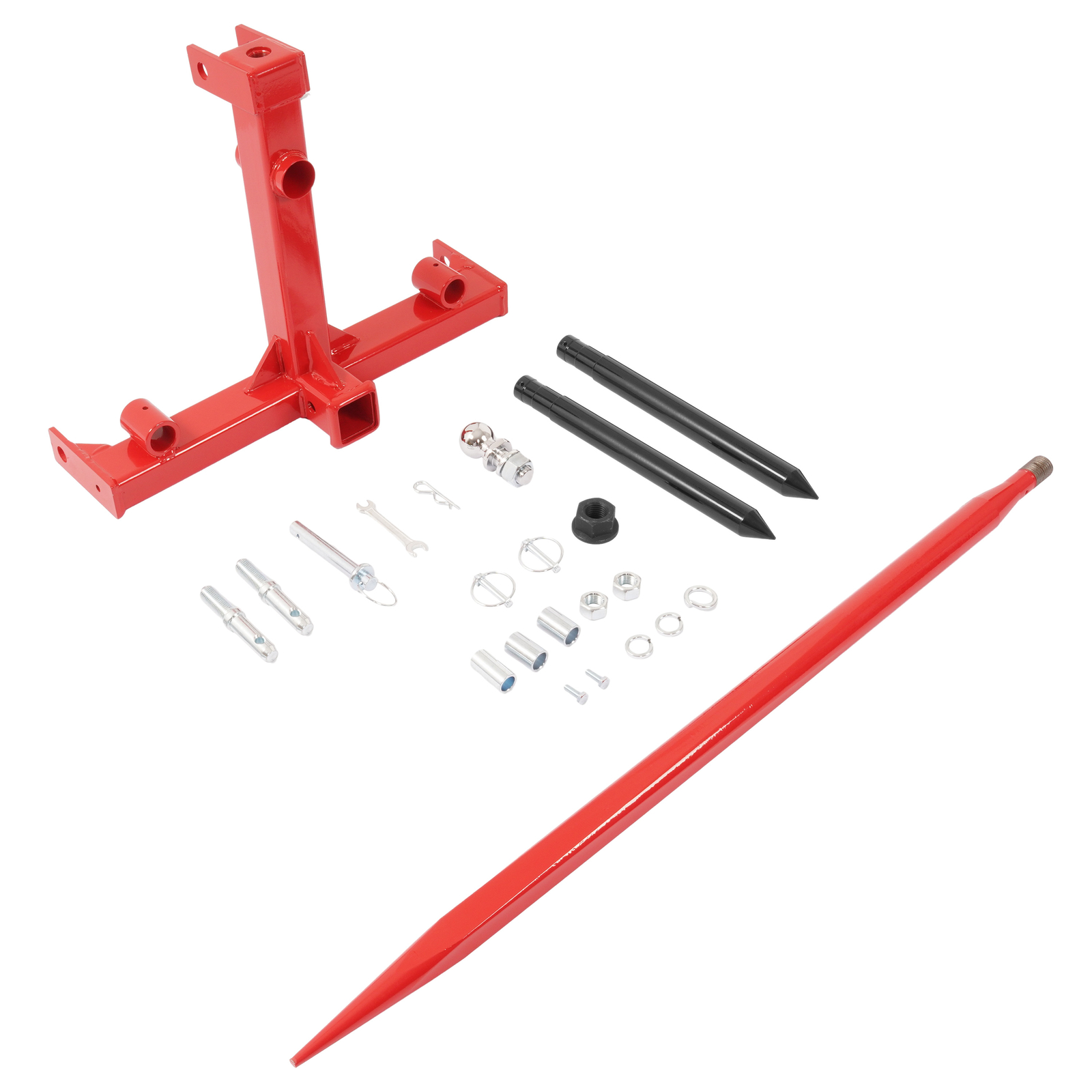 3 Point 3000 LB Hay Bale Spear Receiver Hitch Cat 1 Tractor W/Gooseneck Ball