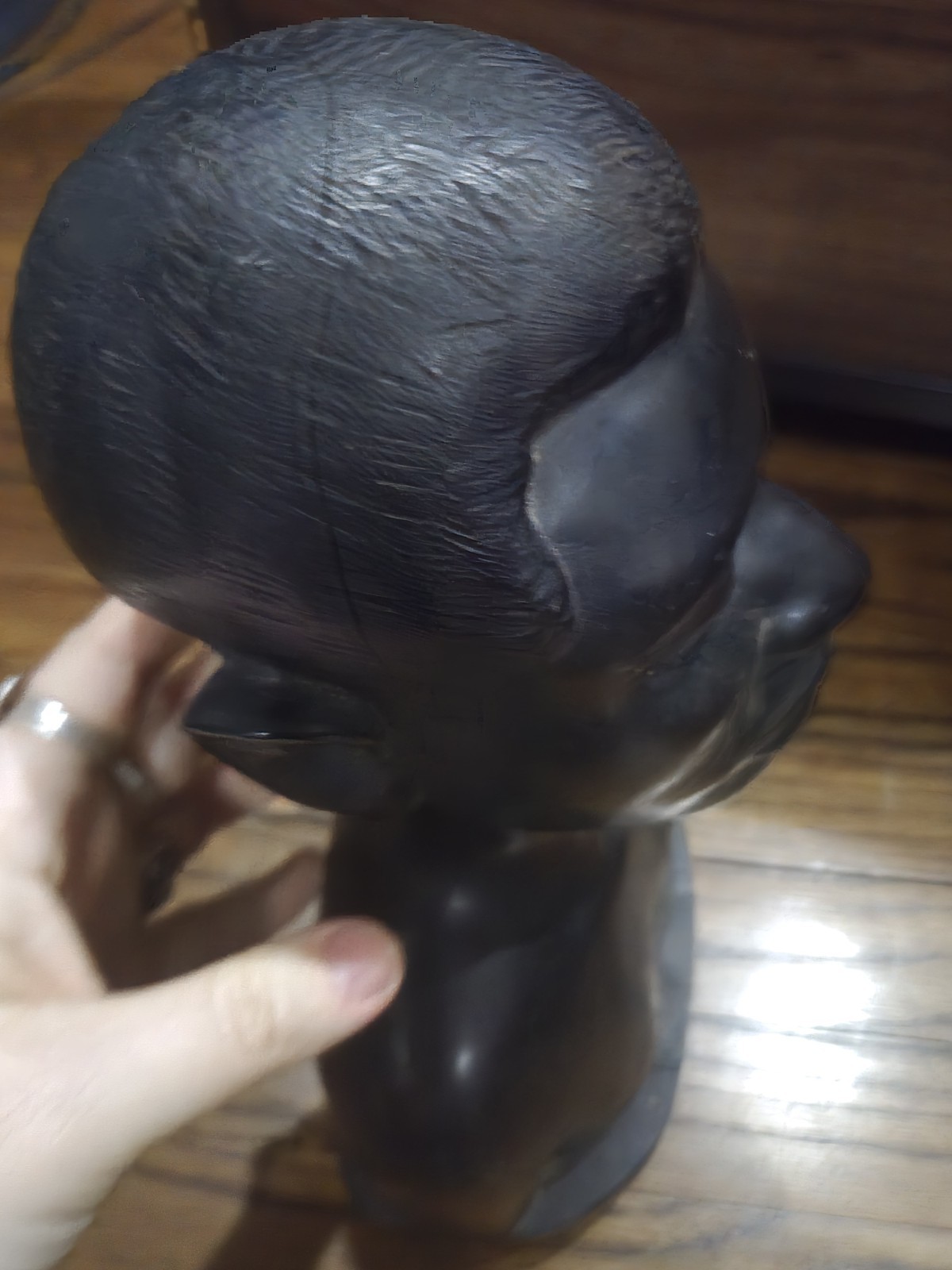 Vintage Large And Heavy Hand Crafted African Blackwood Bust Sculpture Of Man