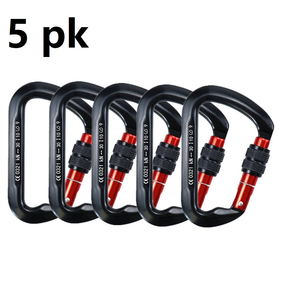30KN Heavy Duty Screwgate Locking Carabiner D-Ring Clip Hook for Climbing Caving