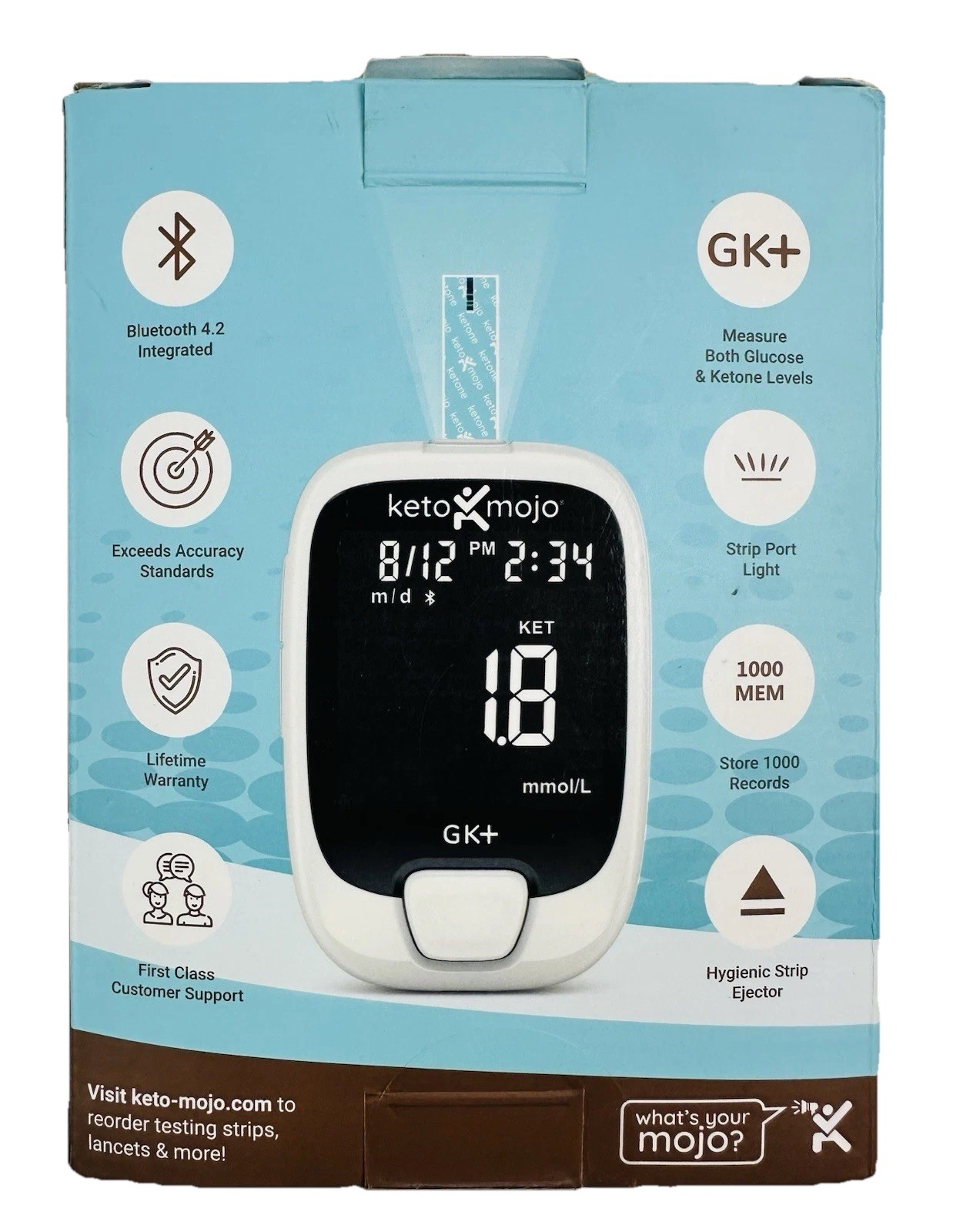 Keto Mojo GK+ Blood Glucose & Ketone Dual Monitoring System Kit ( EXP 2025 )