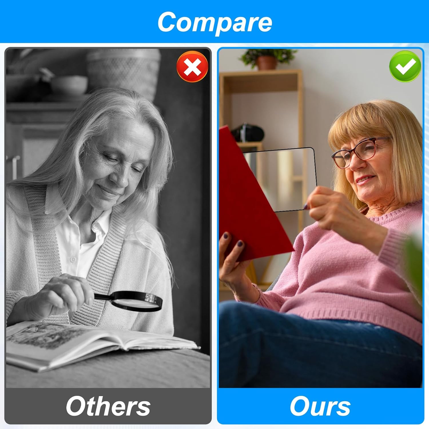 4PCS 3X Magnifying Sheets for Reading, Ideal for Seniors and Small Print