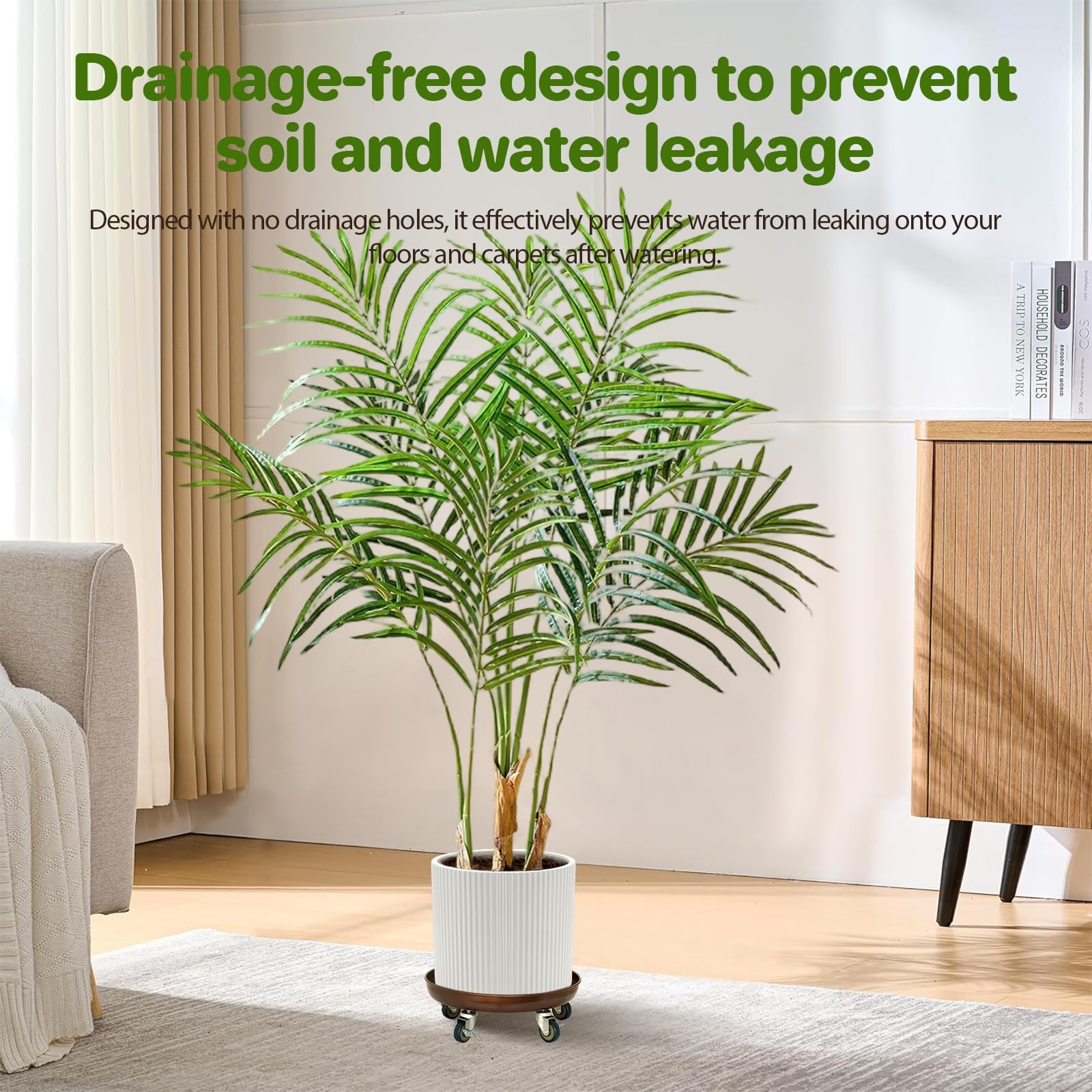 Plant Saucer 12" Rolling Plant Caddy Rolling Plant Stand with Wheels – Heavy ...