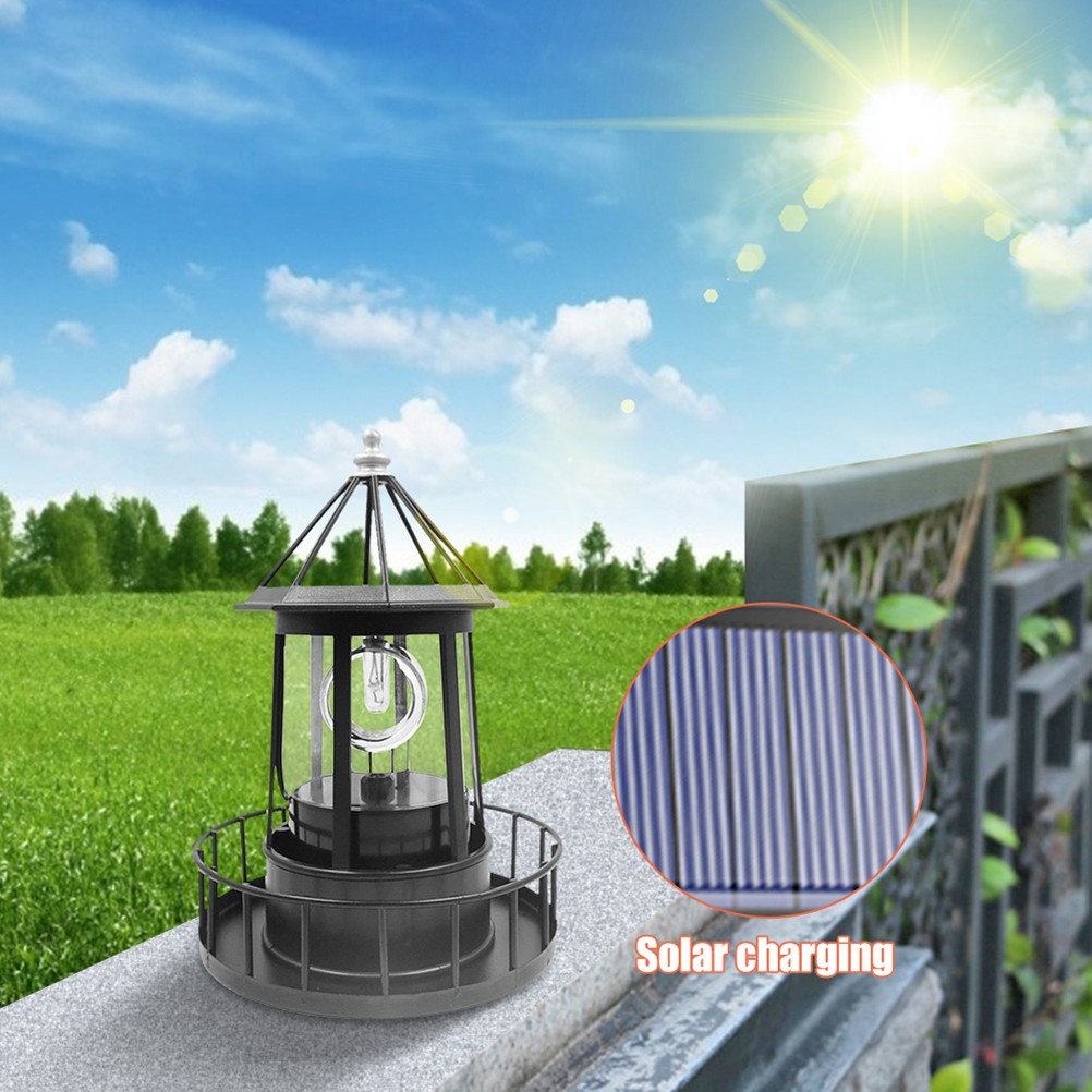 LED Solar Rotating Lighthouse Light Solar Outdoor Garden Decoration