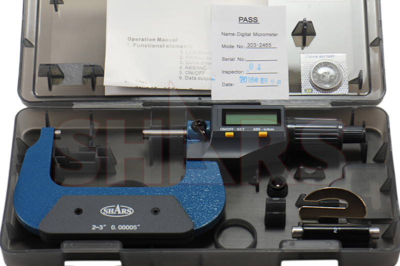Shars 2-3" 0.00005" Digital Electronic Outside Micrometer Carbide Tip P]