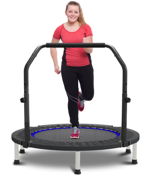 Mini trampolín fitness 40–48″ con barra ajustable para adultos y niños, Nuevo