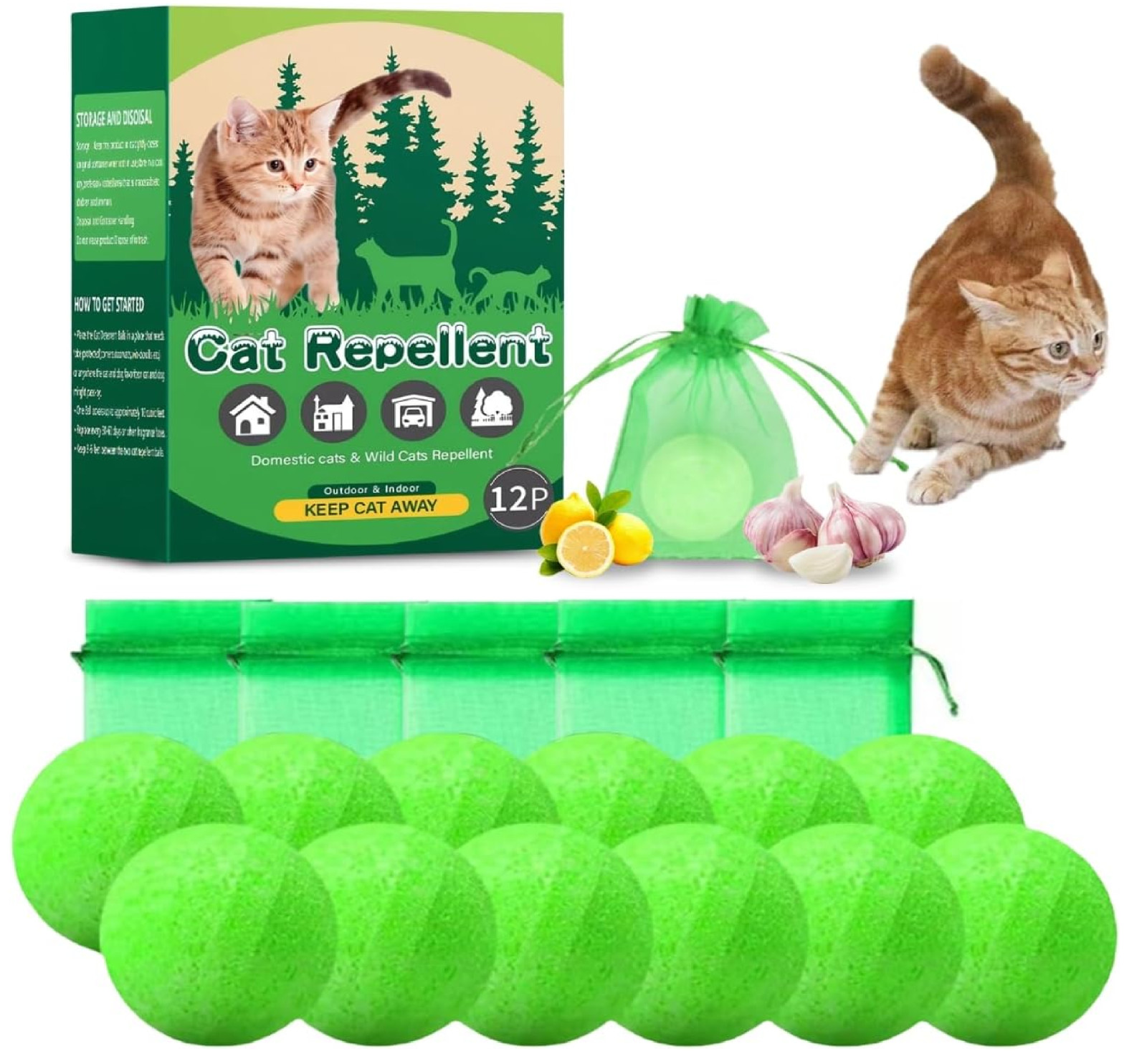 Cat Deterrent Outdoor, Natural Cat Deterrent Keep Cats Out of Yard Permanently,