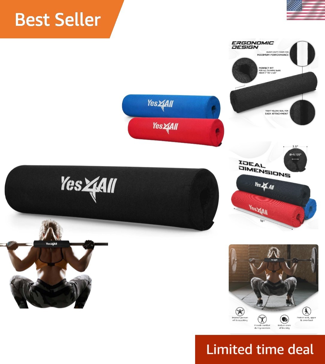 Ergonomic Foam Bar Pad for Safeguard Squats & Hip Thrusts - Portable Design