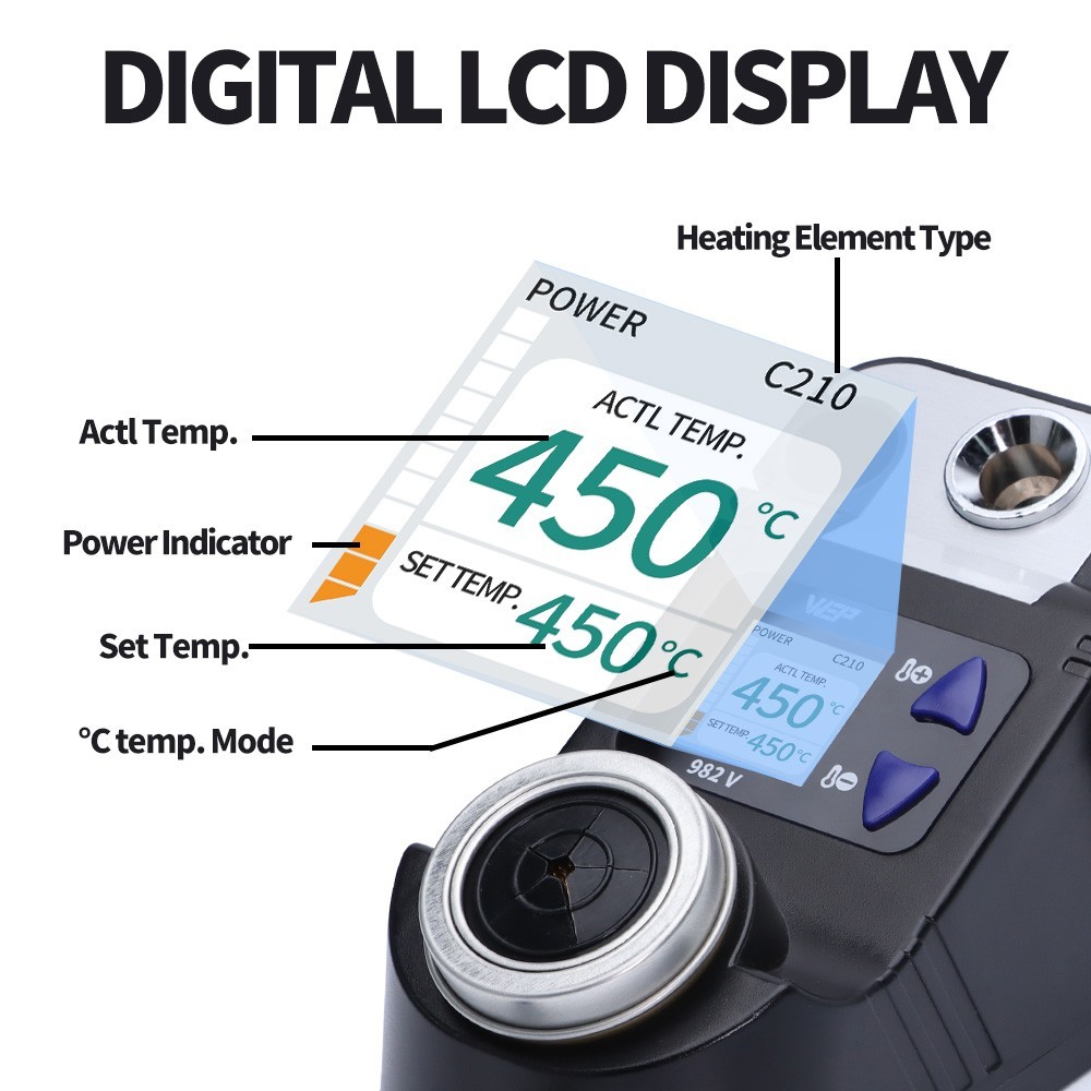 WEP 982V Precision Digital Soldering iron Station C245 ironTips soldering gun