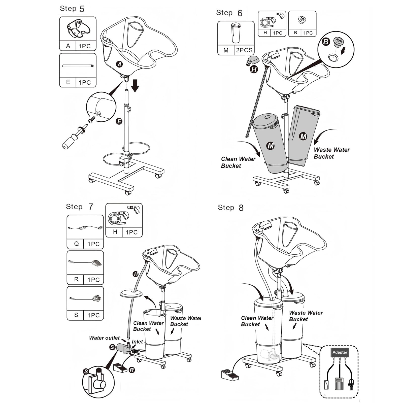 Hairdressing Shampoo Bowl Portable Salon Mobile Hair Washing Backwash Basin Sink