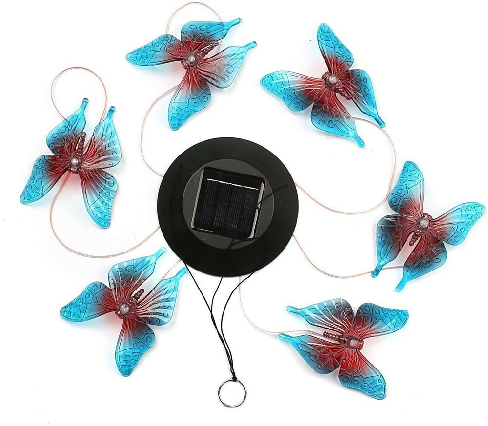 Solar LED Garden Outdoor Wind Chimes Colour Changing Lights Hanging butterfly US