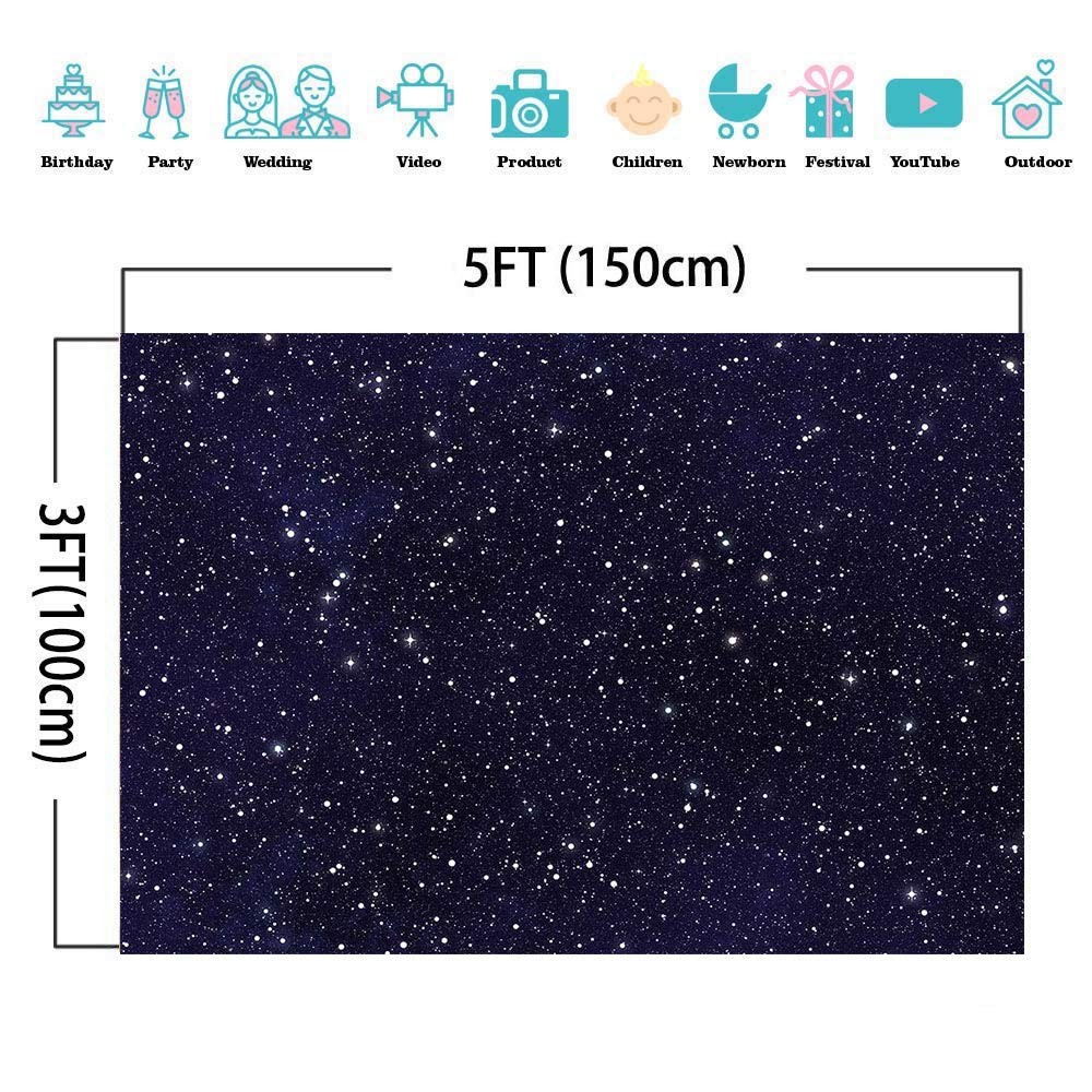 Night Sky Star Backdrops Universe Space Theme Starry Photography 5x3ft, Clear