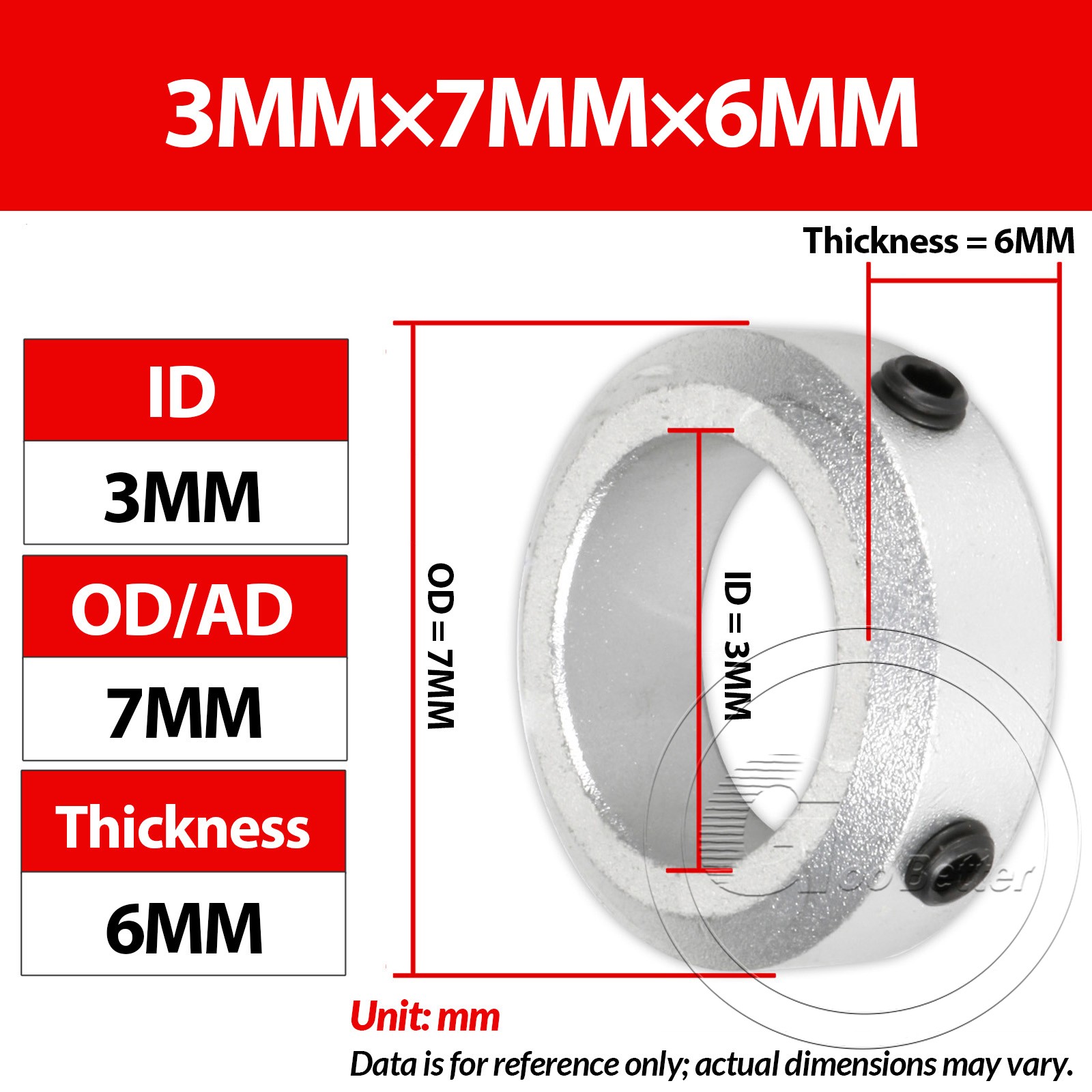 6mm to 50mm ID Shaft Collar SOH Stop Rings Fixing Limit Ring Bush Aluminum Alloy