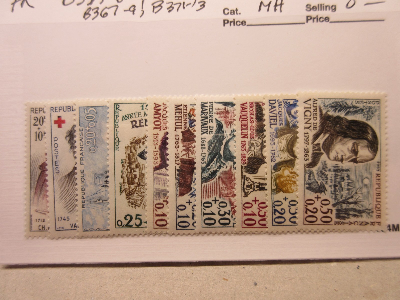 FRANCE: B337--8, B339, B340, B367-9, B371-3, MH, Lot33, Cat $8.65