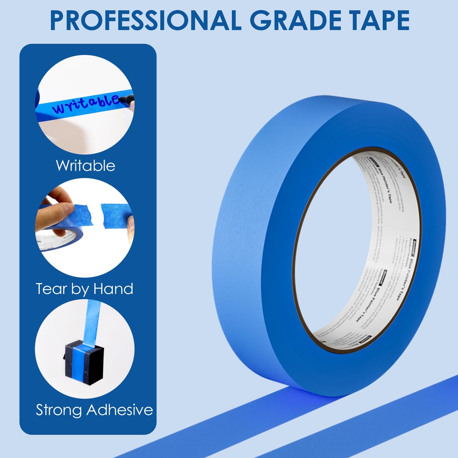 Blue Painters Tape 1 Inch Wide 48 Rolls Bulk, Paint Heat Resistant