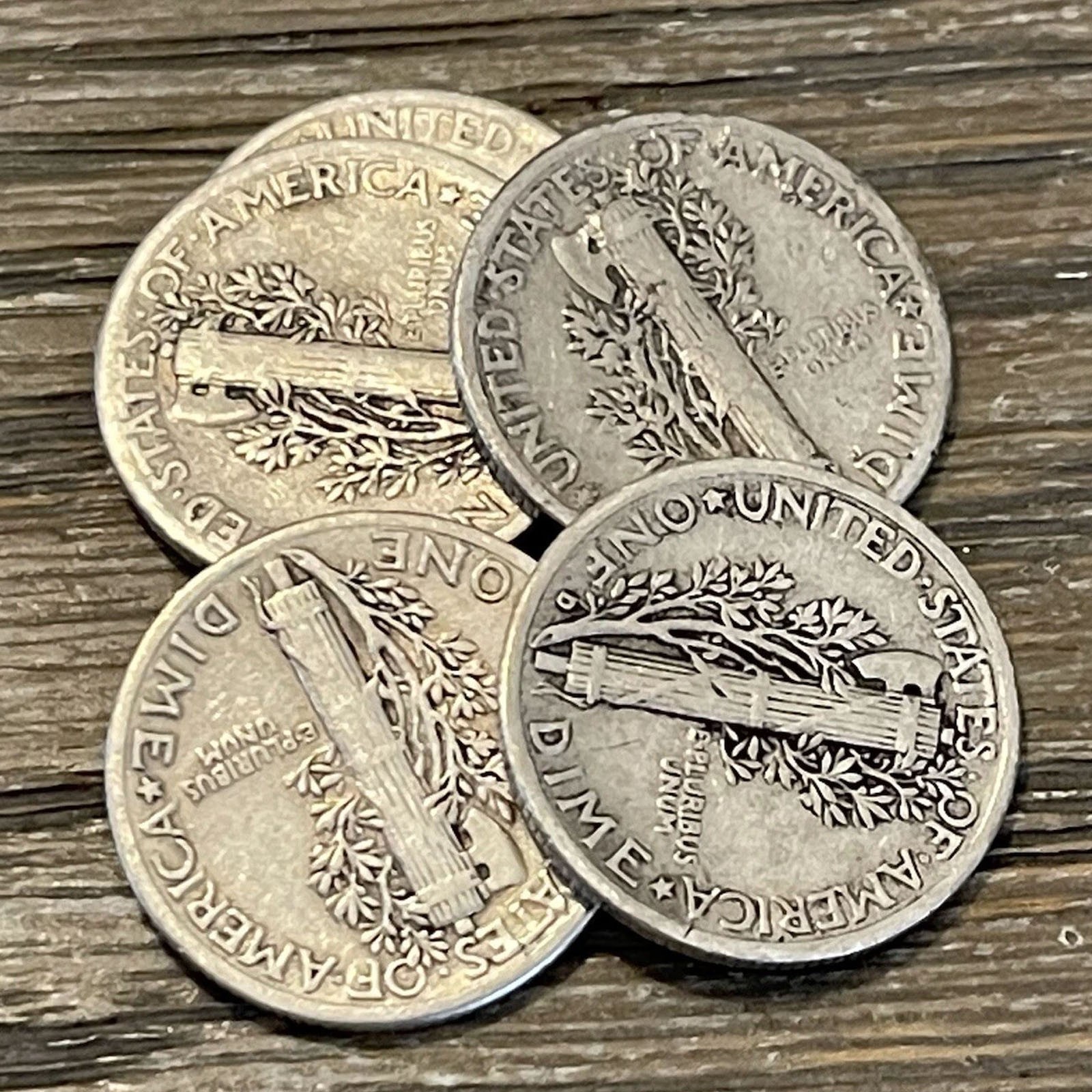 [Lot of 5] 1916-1945 Mercury Dimes Metal Silver Coin CHOOSE HOW MANY LOTS OF 5