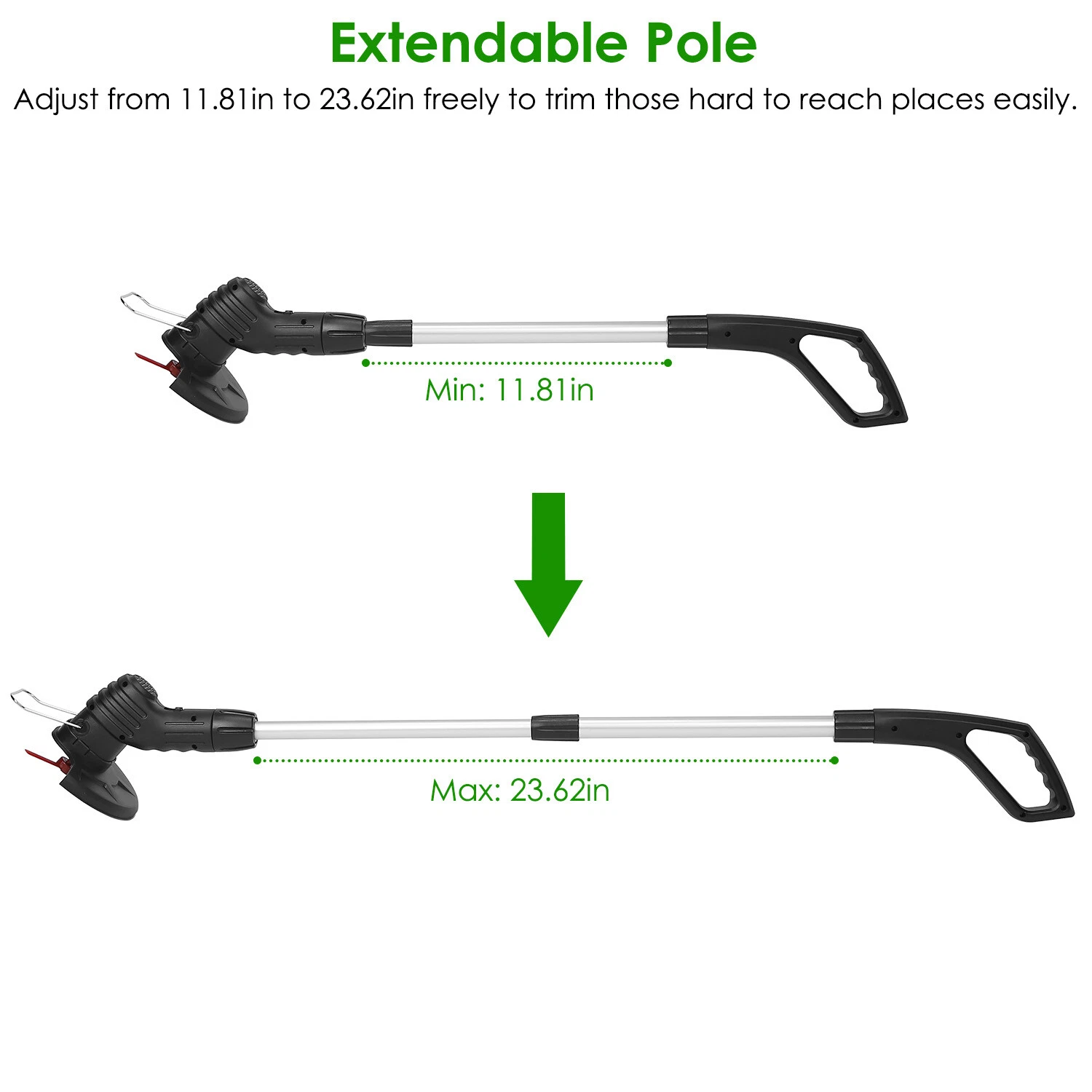 Extendable Electric Weed Lawn Eater Grass String Trimmer Mower Cordless Cutter