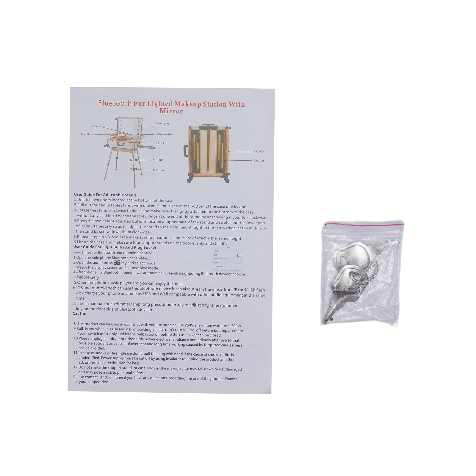 Pro Rolling Makeup Case Travel Cosmetic Trolley Organizer With LED Light Mirror