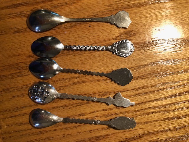 Lot of 5 Vintage Collector Souvenir Spoons San Pedro ketchikan Biloxi