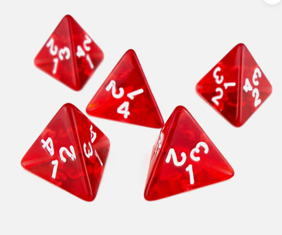 50pcs D4 Dice Red Gem Health Potion RPG Tabletop Game Set