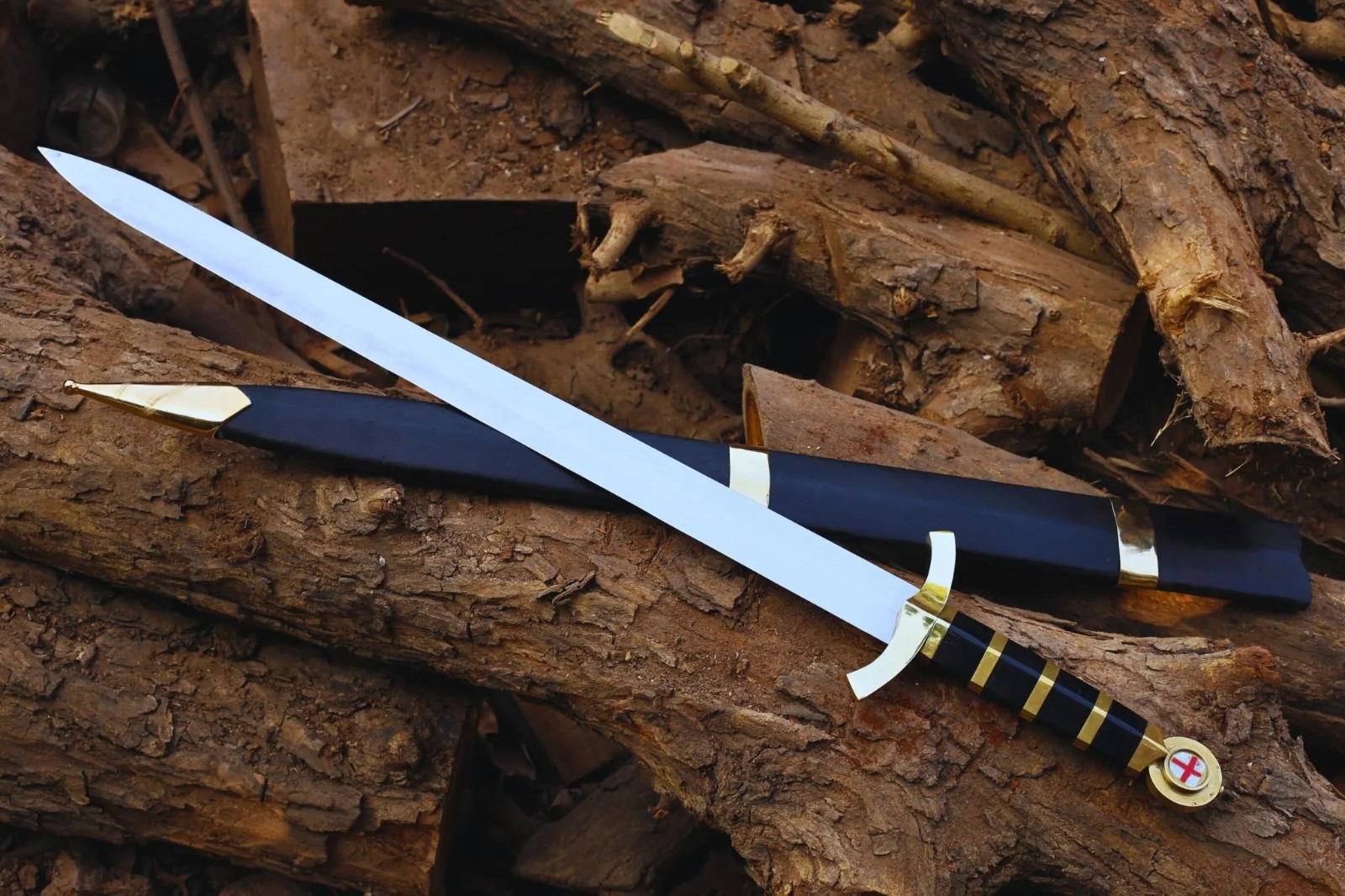 Handmade Templar Sword | Medieval Crusader Knight Replica Sword w/ Scabbard 39"