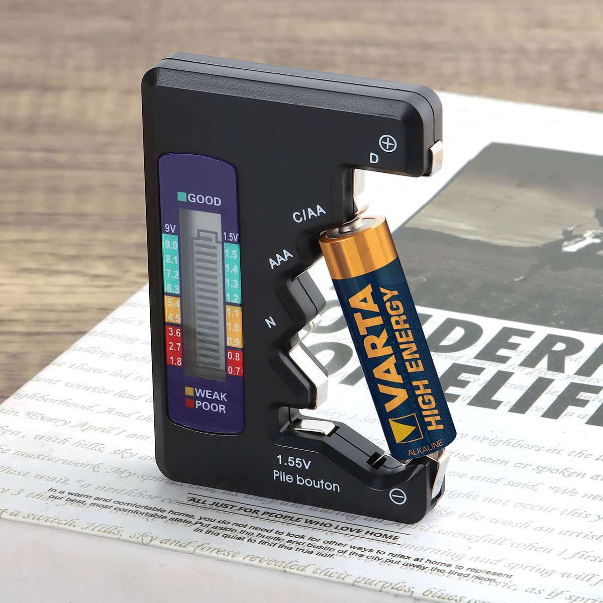 Battery Volt Tester Checker Universal For AA AAA C D 9V 1.55V Cell Coin Battery