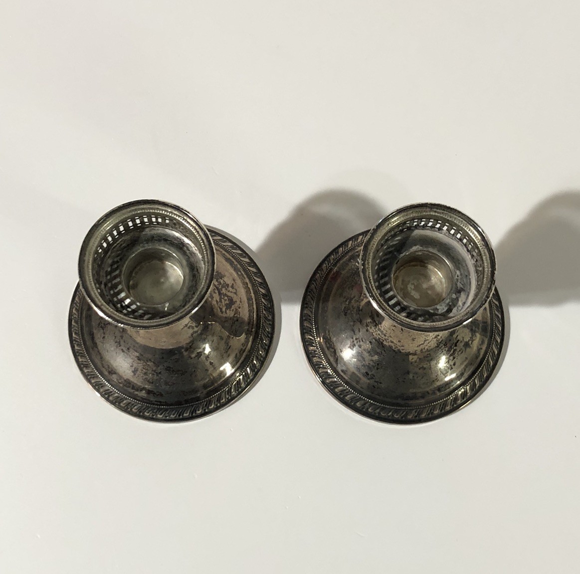 Vintage 3.5” Raimond Sterling Silver Weighted Candle Holders 408 grams NICE