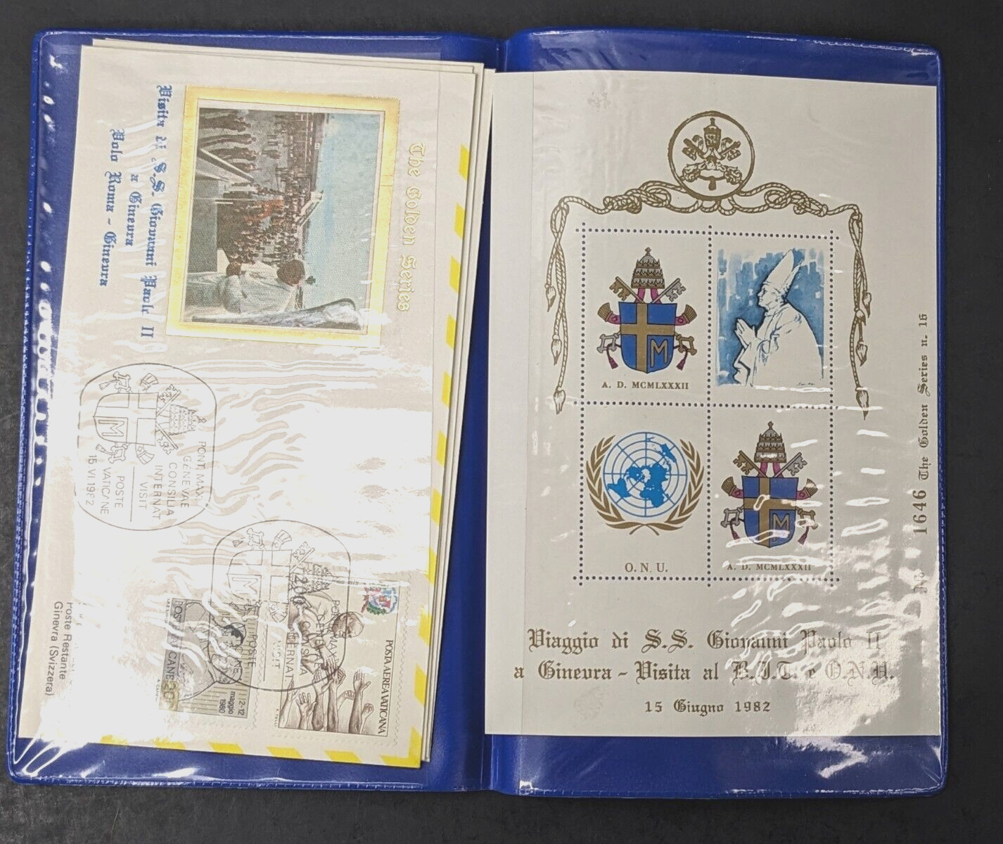 Pope John Paul II, The Golden Series Trip to Geneva, 4 Covers Plus Stamps 1982