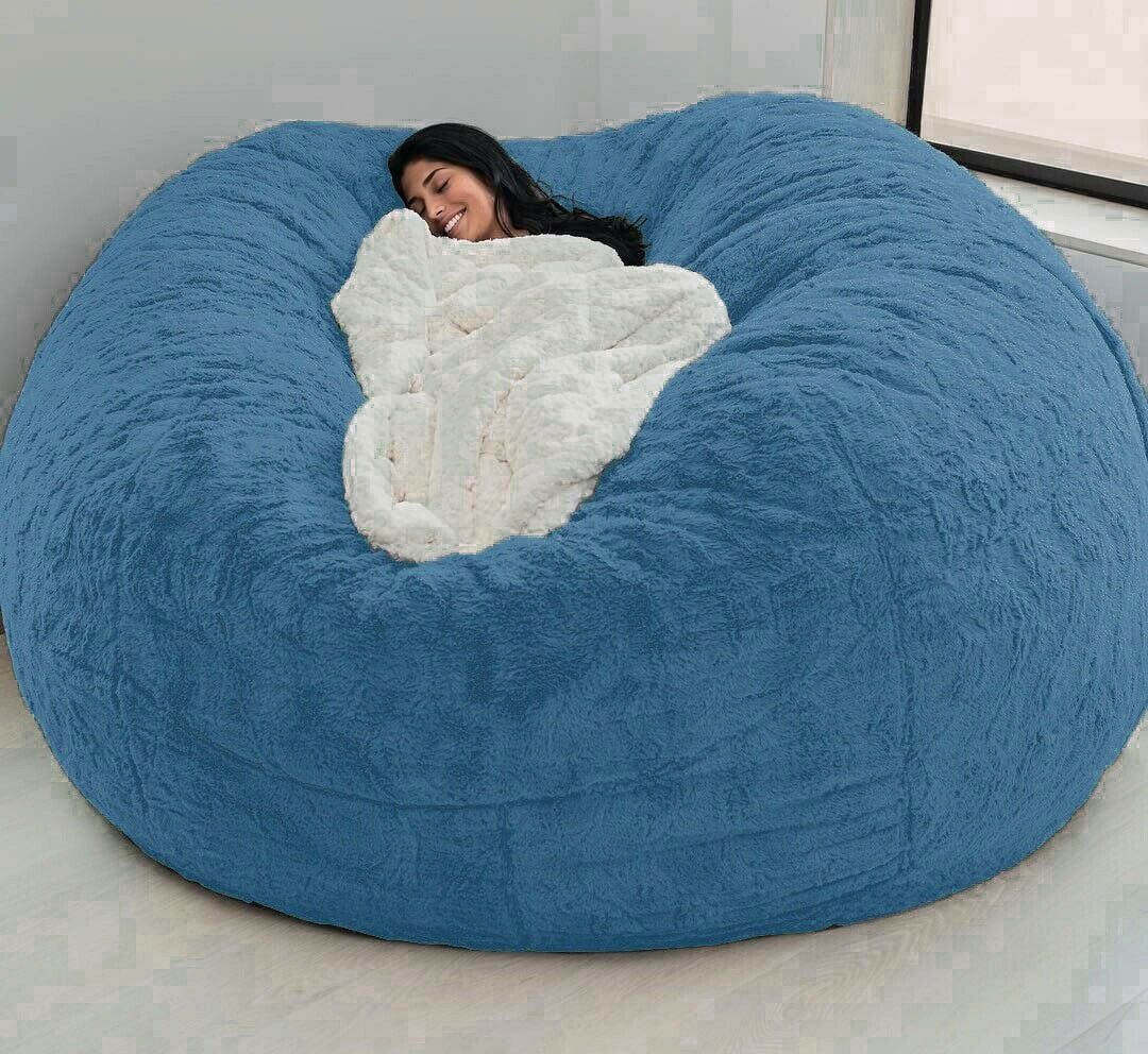 Microsuede 7FT Foam Giant Bean Bag Memory Living Room Chair Lazy Sofa Soft Cover
