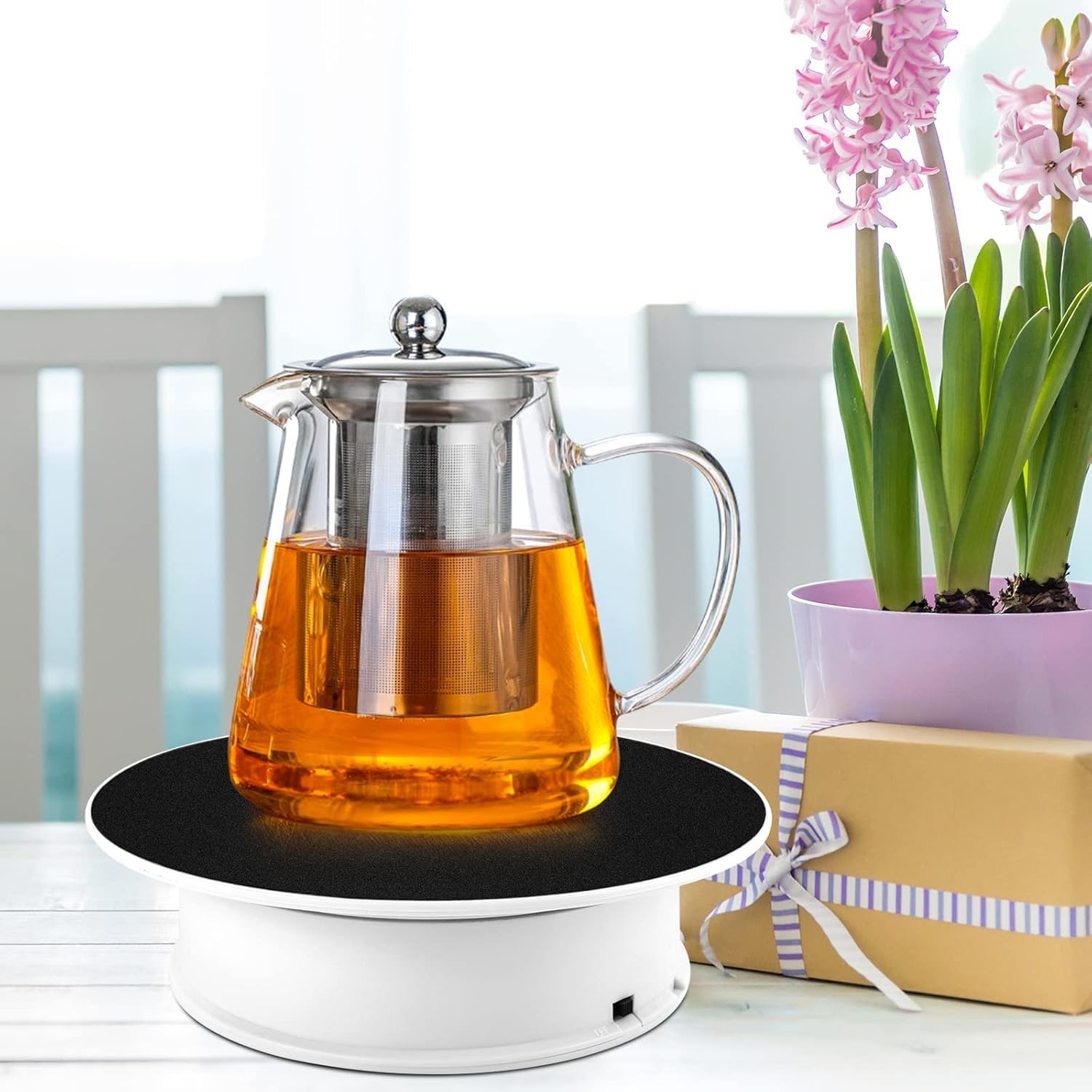 8 Inch Motorized Black Rotating Display Stand 360 Degree Photography Turntable