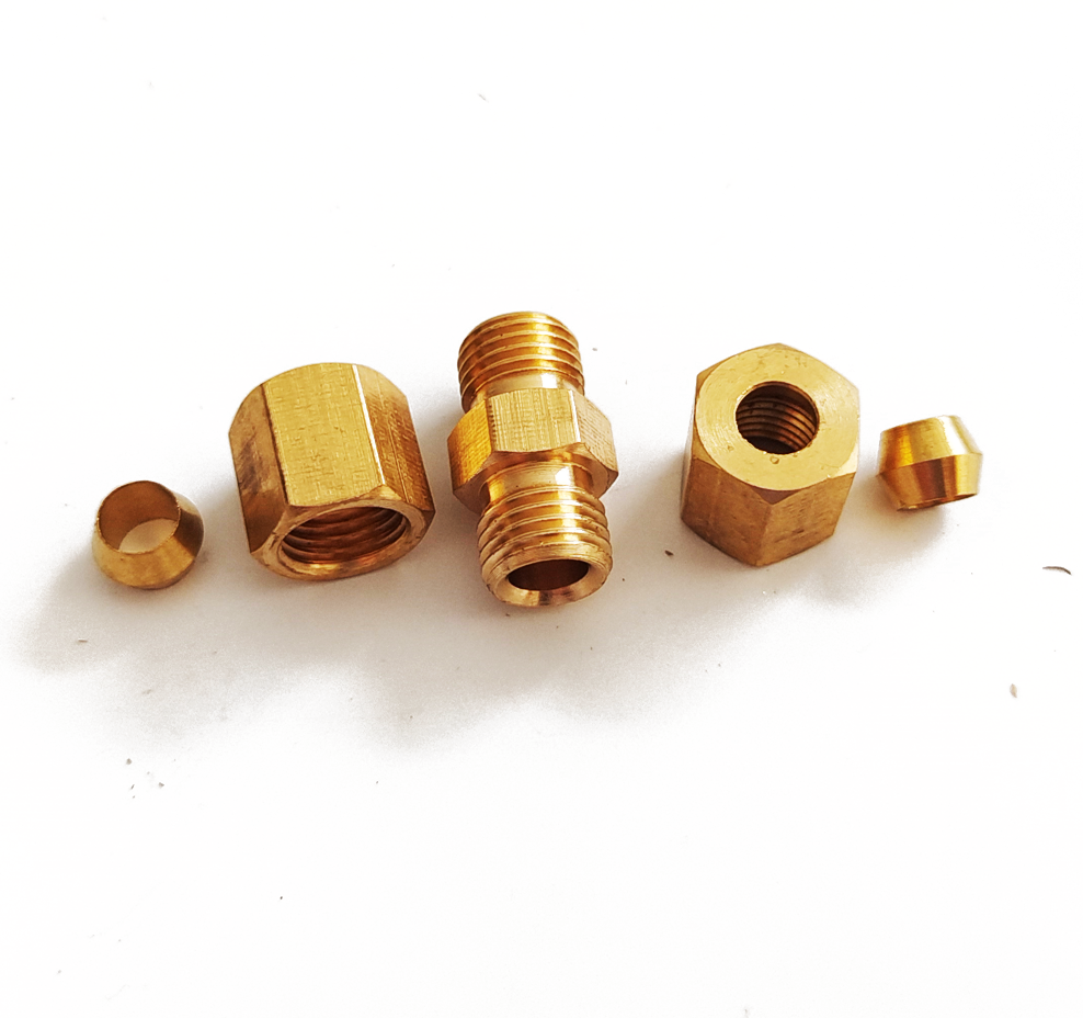5x Brass Compression Fittings Union Connector For 3/16"OD Hydraulic Brake Lines