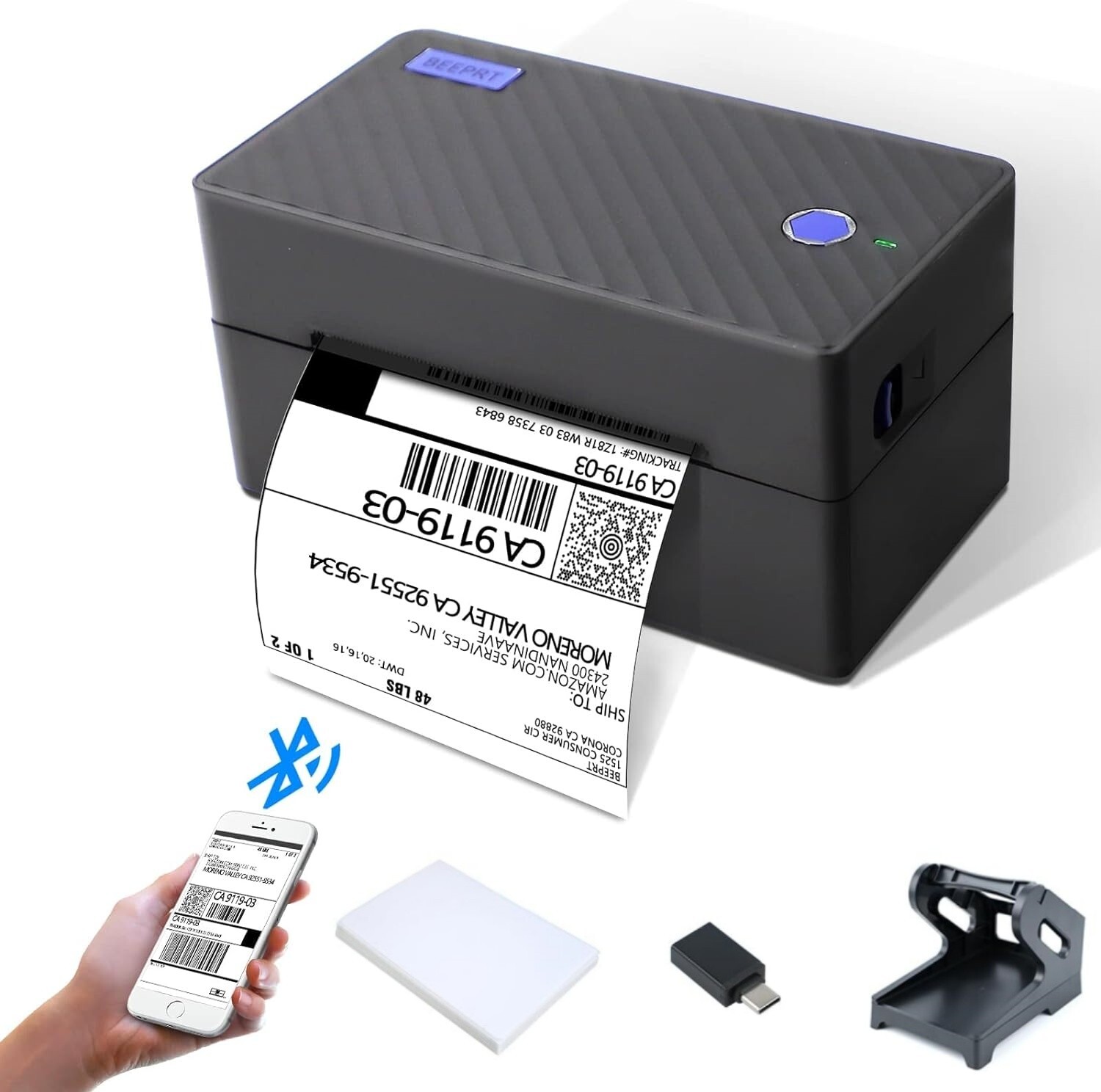 Bluetooth Shipping Label Printer, Wireless 4x6 Thermal Label Printer