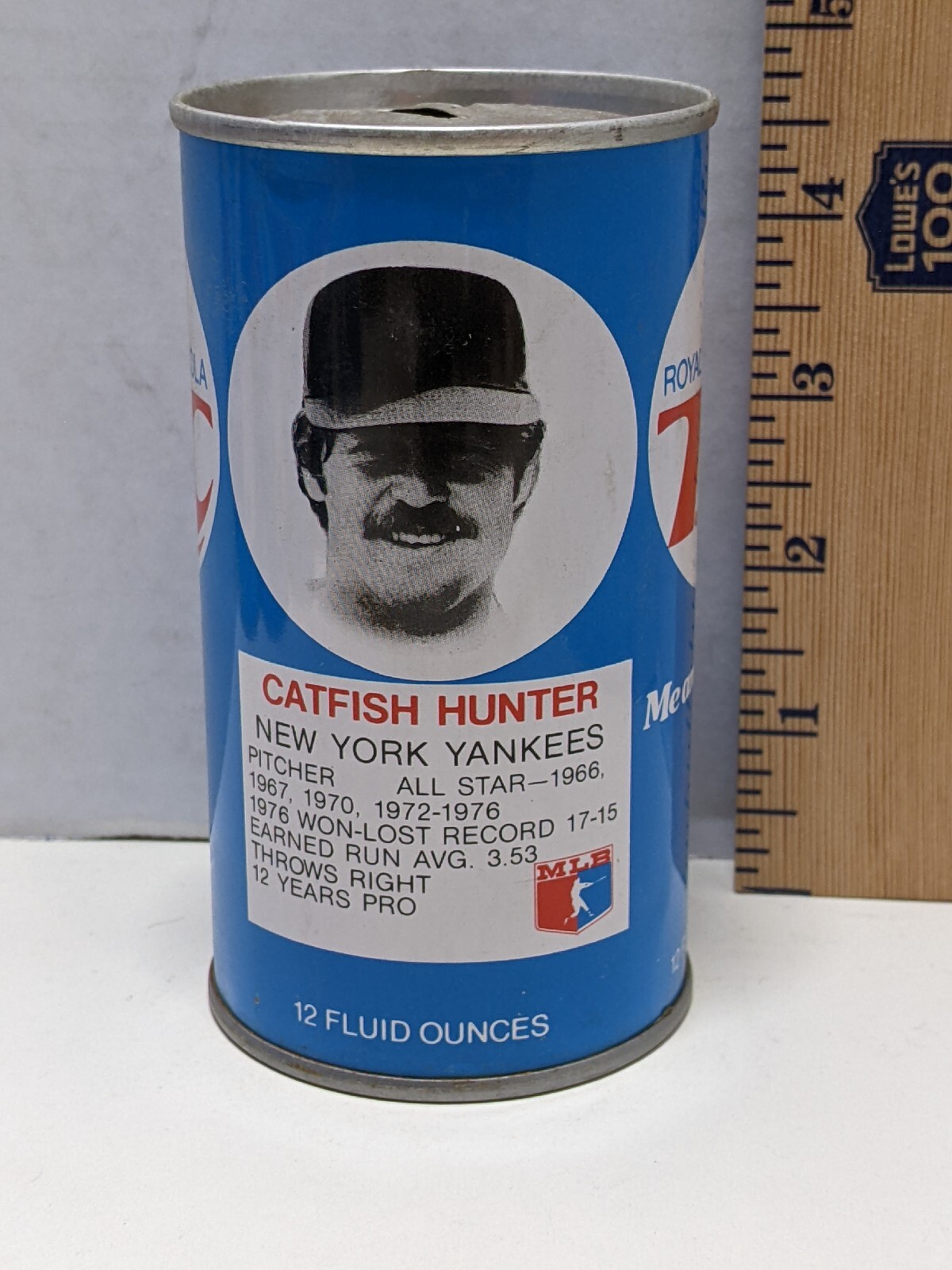 Vintage 70's Royal Crown RC Cola MLB Catfish Hunter Baseball Can