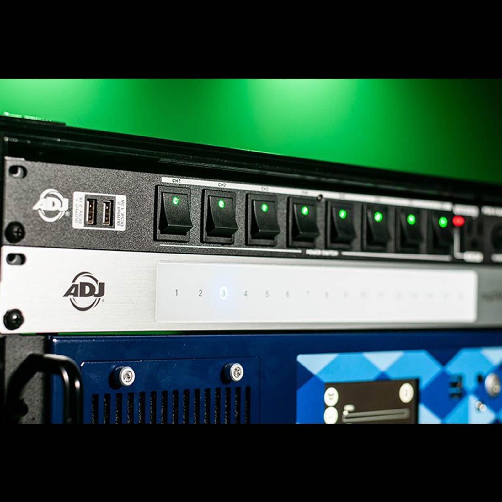 ADJ POW-R BAR RACK 10 Edison & 2 USB 19" Rack Mount AC Power Center