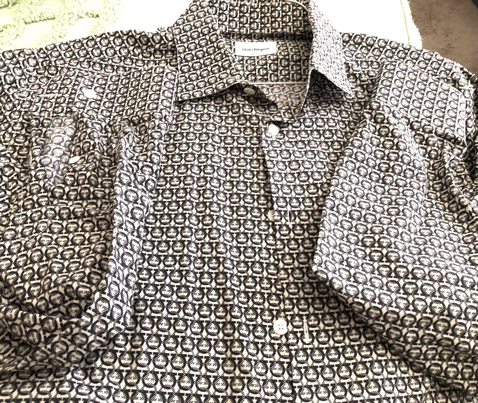 Salvatore Ferragamo Gancini Logo Button Long Sleeve Shirt XXL