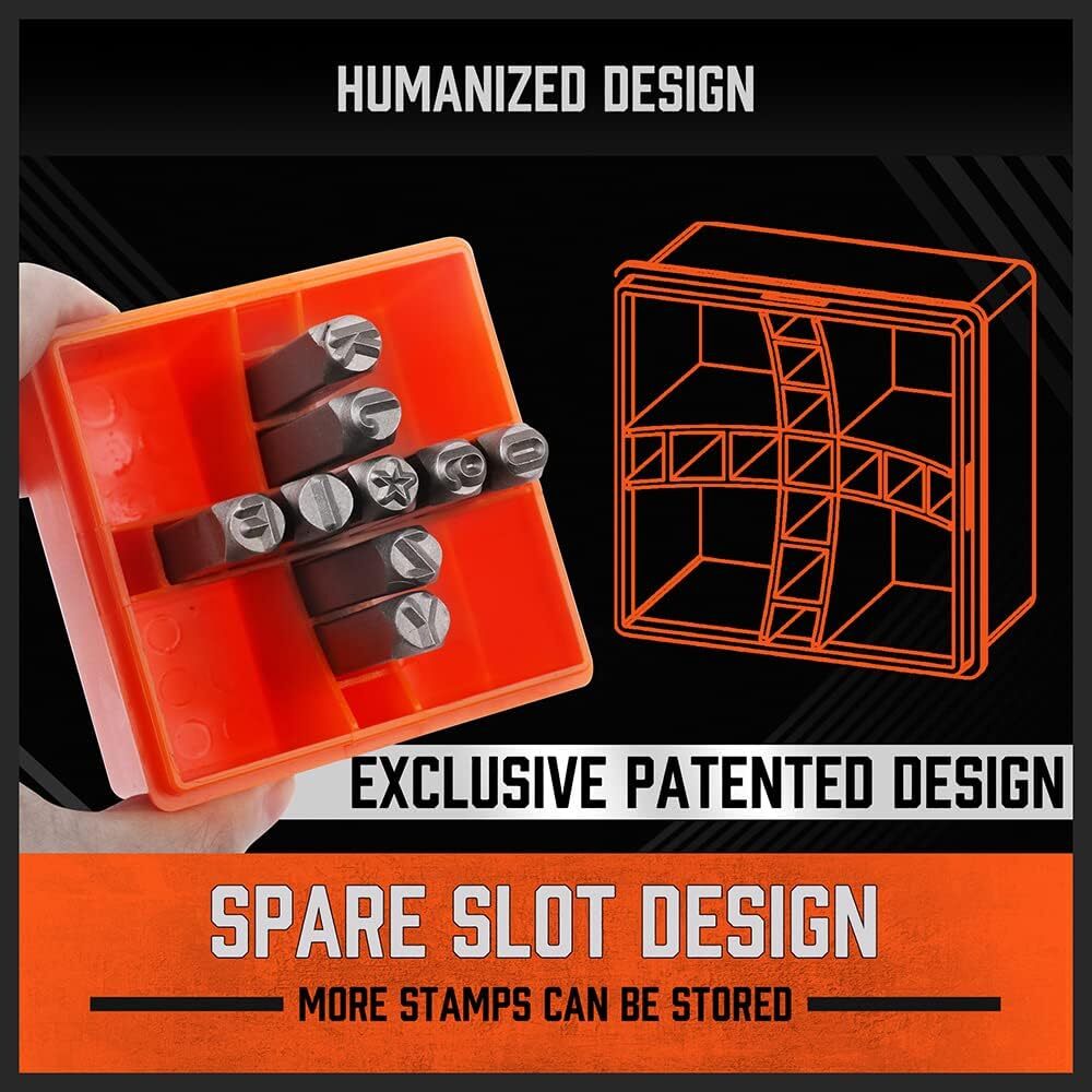 37PC Number & Letter Stamp Punch Set 1/4 6mm (A-Z&0-9+Star) Plastic Wood Leather