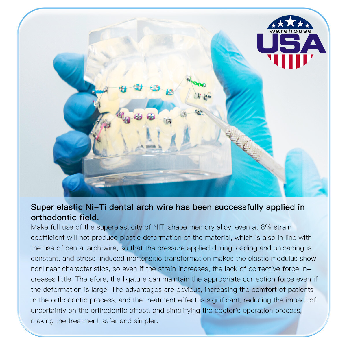 AZDENT Dental Orthodontic Brackets Mini Roth/MBT 022 Hooks 345/10Size Arch Wires