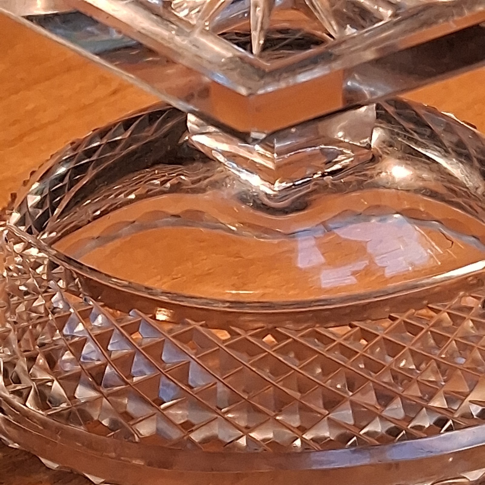 Antique ANGLO IRISH Crystal Georgian NAVETTE GLASS SALTER DISH