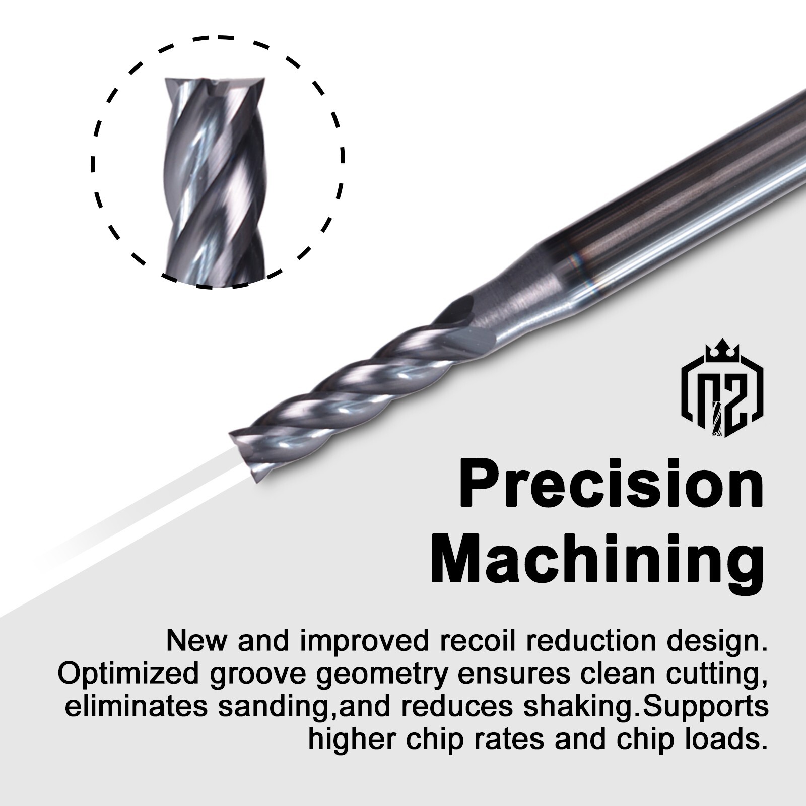 5 PCS 5/32" 4 Flute 2" Overall Length Solid Carbide End Mill AlTiN Coated