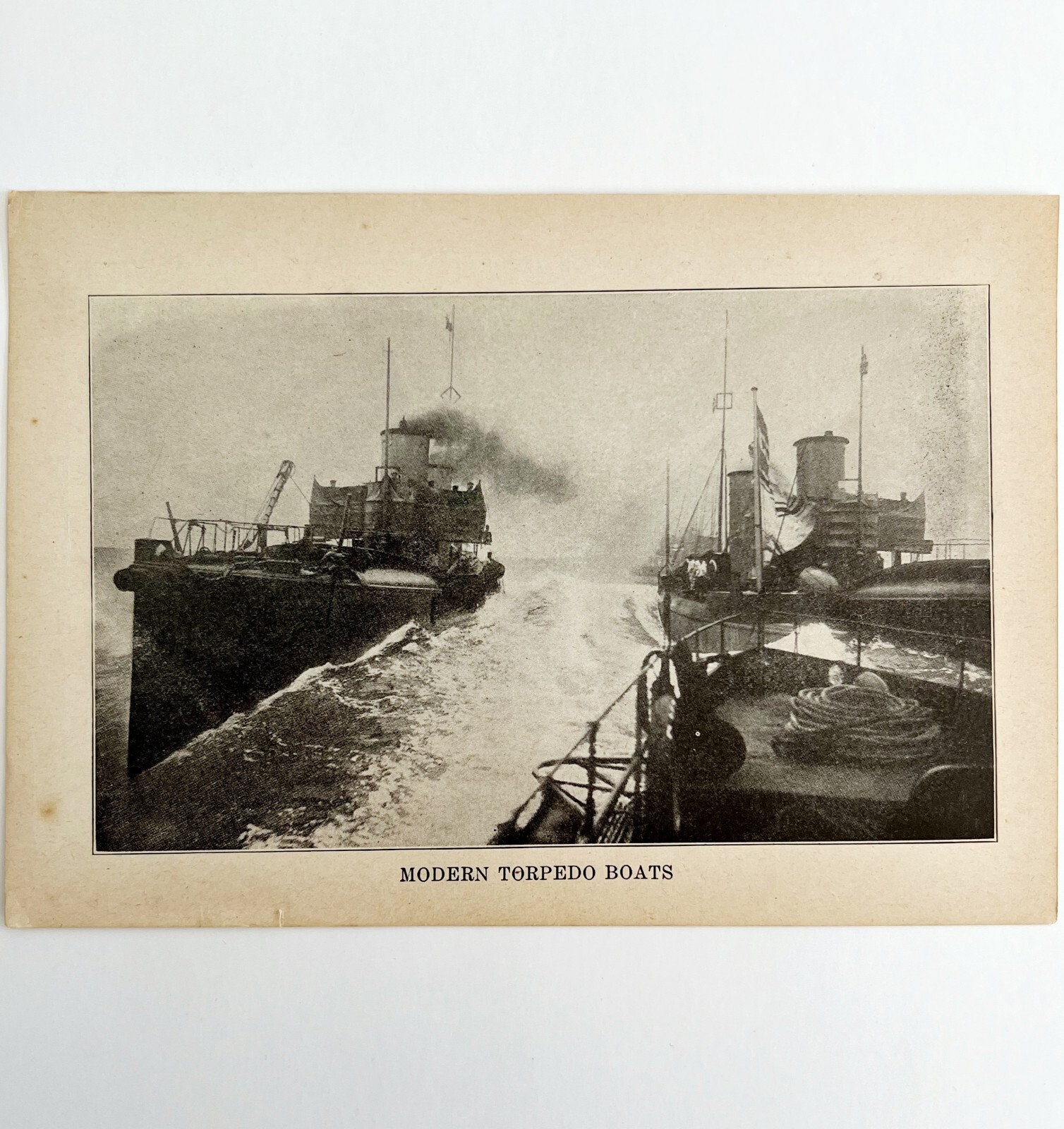 1914 WW1 Print Modern Torpedo Boats Nautical Antique Military War Collectible
