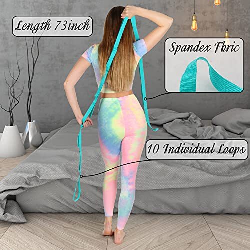 Yoga Strap Stretching Strap with Exercise Book Physical Therapy Equipment Str...