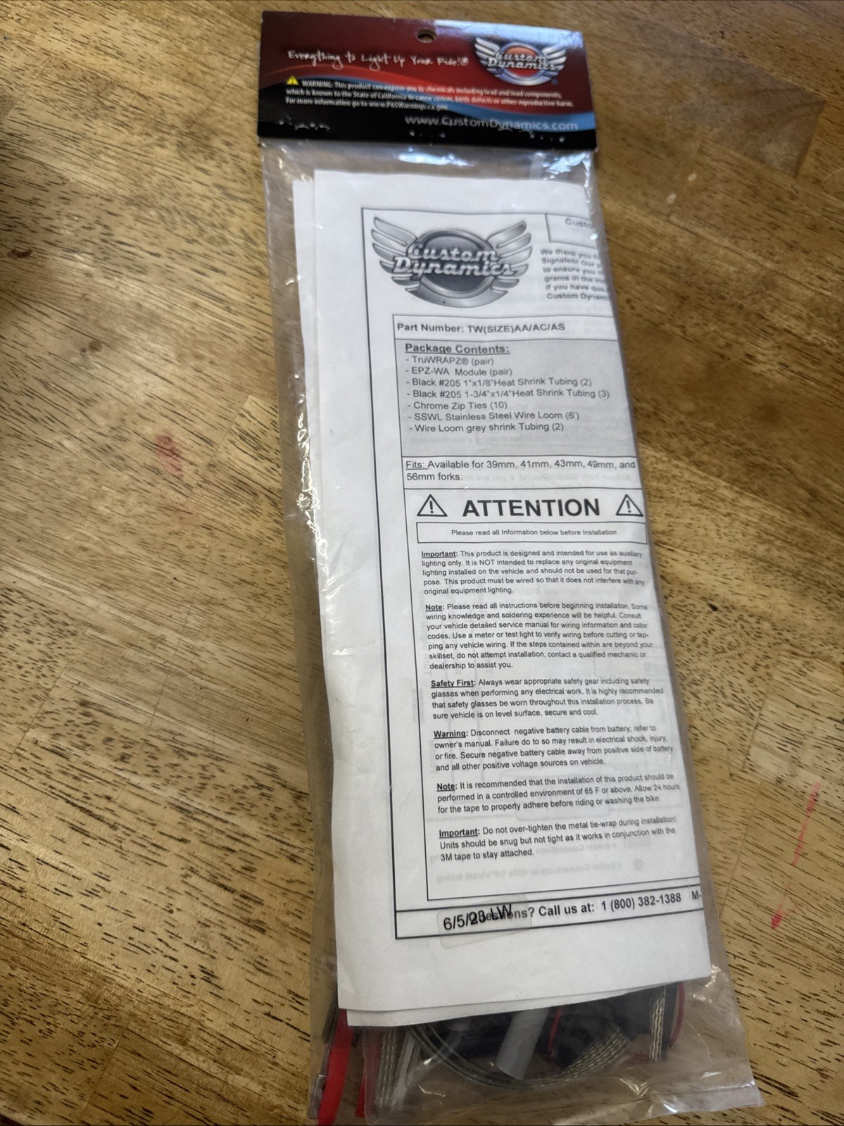 Custom Dynamics TruWrapz LED Front Turn Signals 49mm Forks Amber Smoke Harley A1