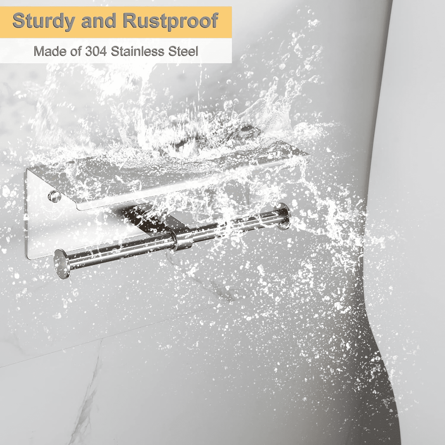 Wall Mounted Toilet Paper Holder with Phone Shelf Bathroom Double Roll Holder US