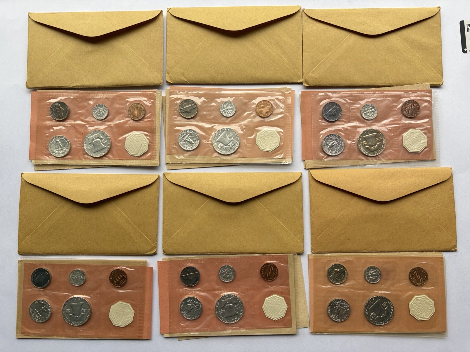 FRANKLIN HALF 1963 P U.S. MINT 90% SILVER PROOF SET 5 COINS & ENVELOPE & INSERT