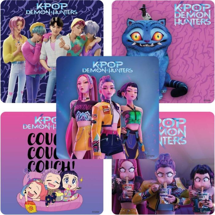 25 (Licensed) K-Pop Demon Hunters Stickers, 2.5" x 2.5" each