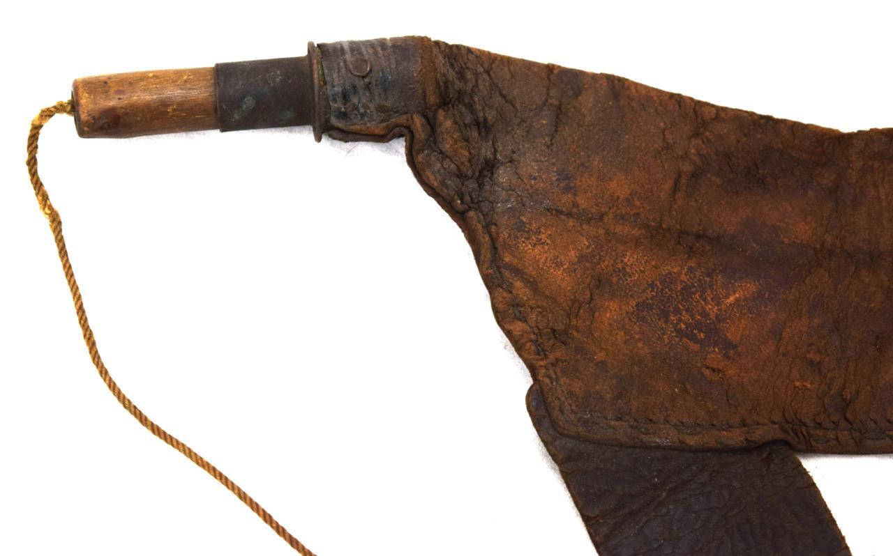 Antique Civil War Era Leather Gun Powder Shot Pouch