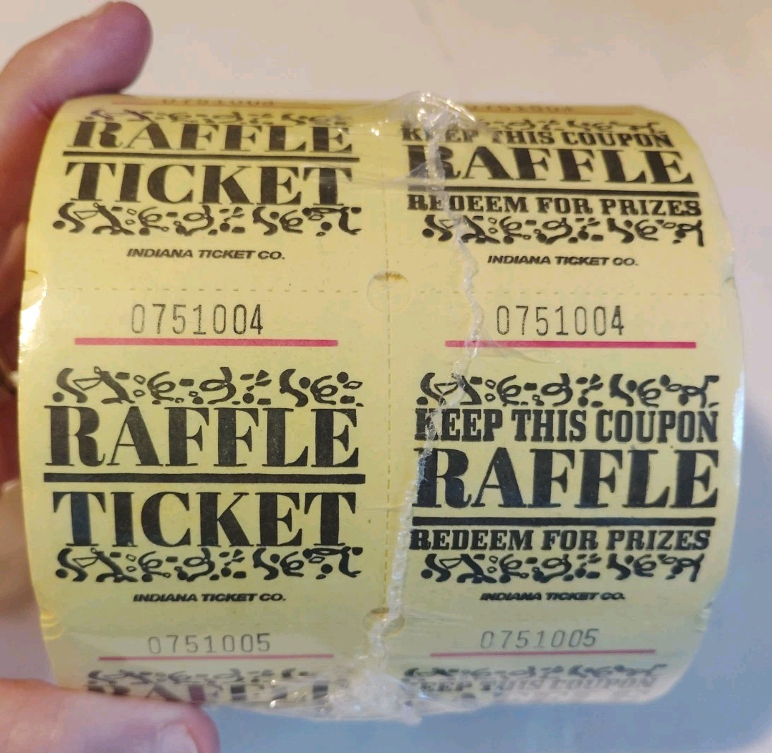 NEW Raffle Tickets Roll 1000 Marquee Double Stub Redeem Prize Type Yellow