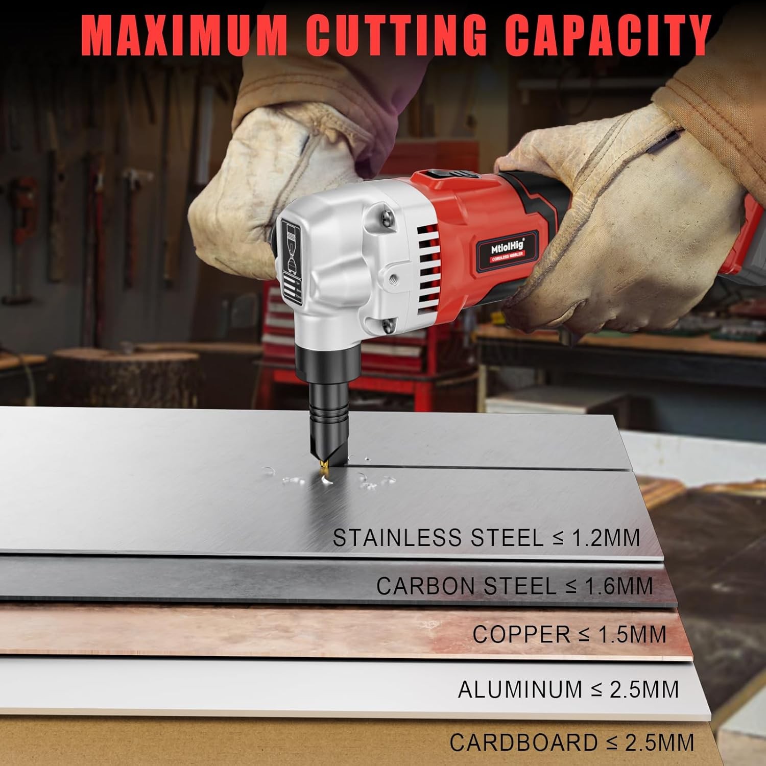 Cordless Metal Nibbler Compatible with For Milwaukee 18V Battery, Red