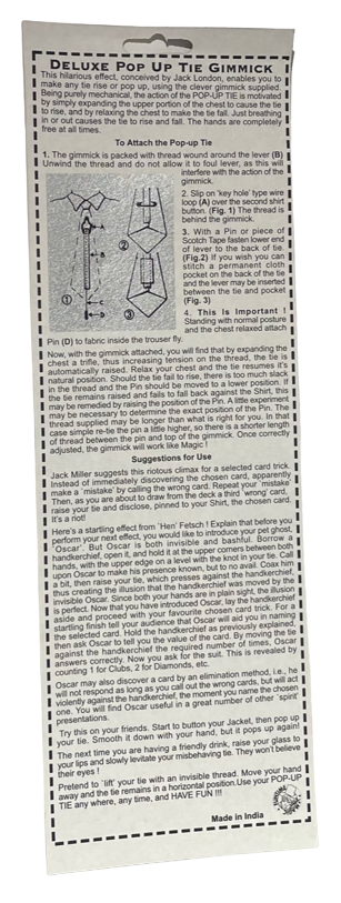 Deluxe Comedy POP UP NECK TIE Rising Magic Trick Clown Joke Gag Men Gimmick Prop