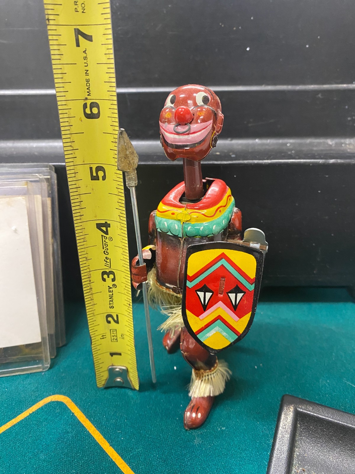 Vintage Pango Pango African Dancer Tin Mechanical Wind up Toy In Original Box