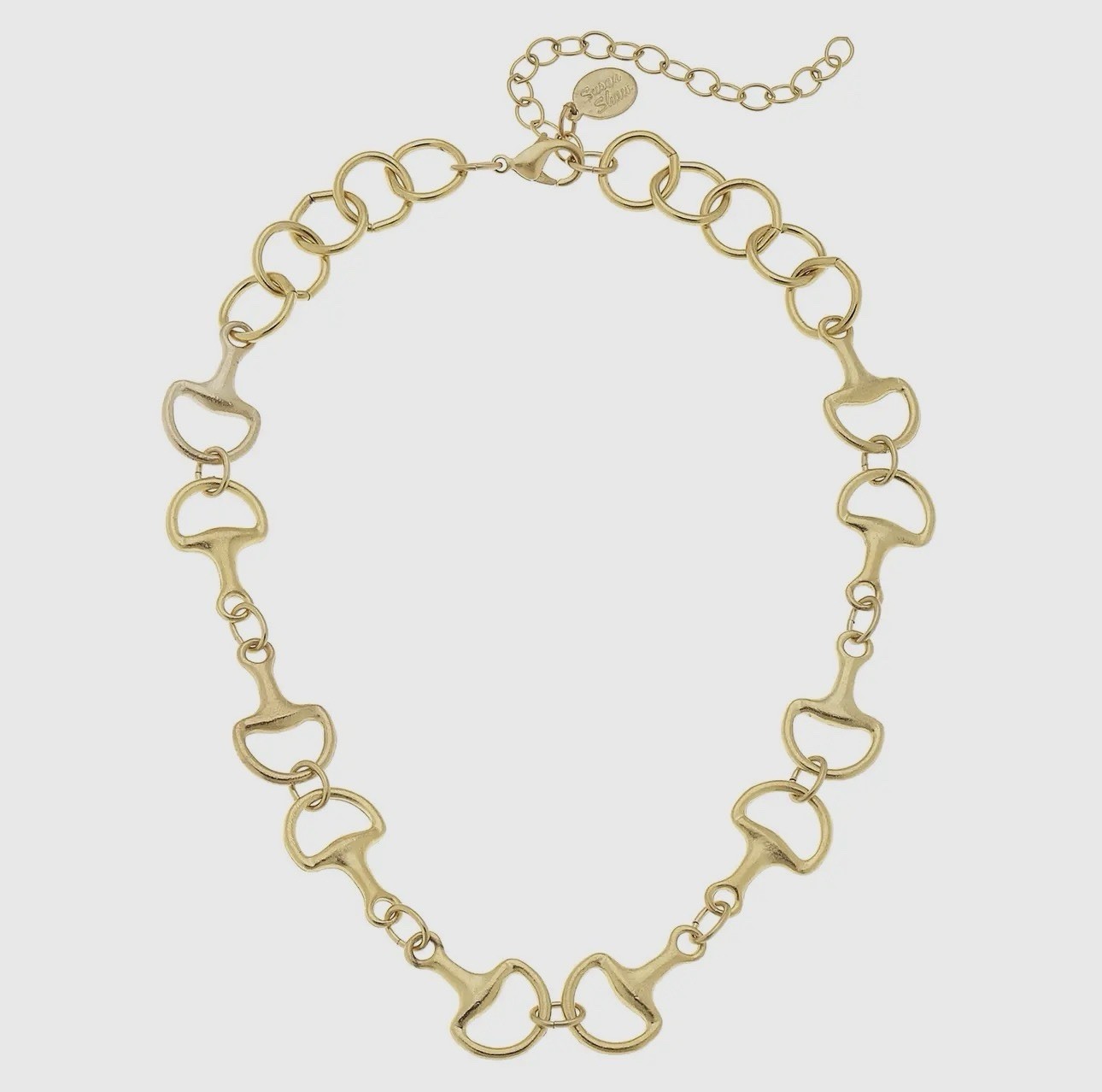 susan shaw jewelry Equestrian Horse bit gold chain Necklace 24k TPG